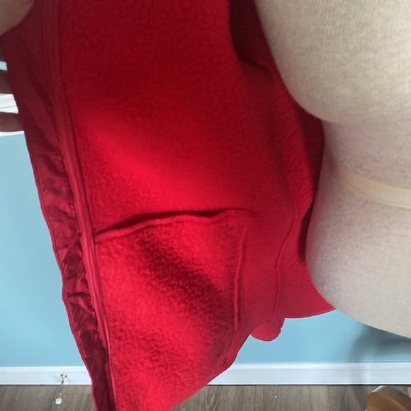 Talbots SHERPA WOVEN TRIM JACKET - SOLID cherry red. Zip up fleece Sz L winter - Picture 8 of 10